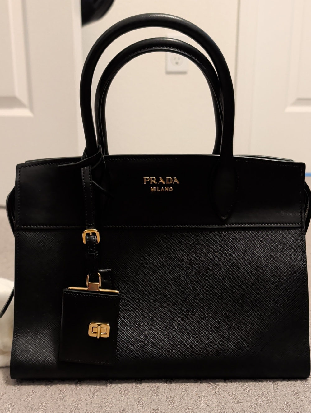 Prada Black Saffiano Purse with Gold Hardware